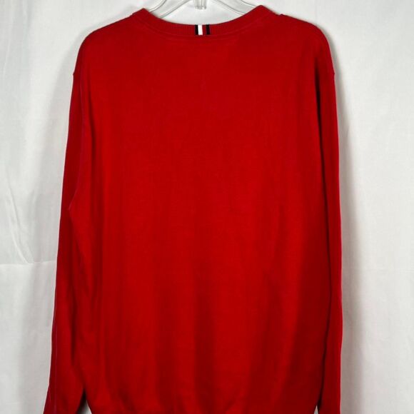 Vintage Y2K Tommy Hilfiger Red 100% Cotton V-Neck Sweater (XL) - Picture 2 of 5
